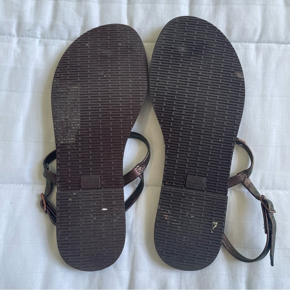 EUC Havaianas Womens metallic leather ankle strap sandals Sz 6 or EU 37/38 - Picture 6 of 10